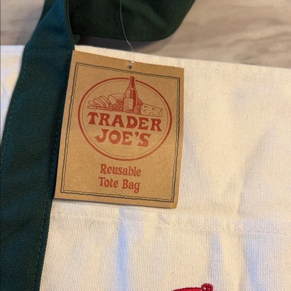 Trader Joe's Reusable Tote Bag with Green Straps NWT - Picture 2 of 12